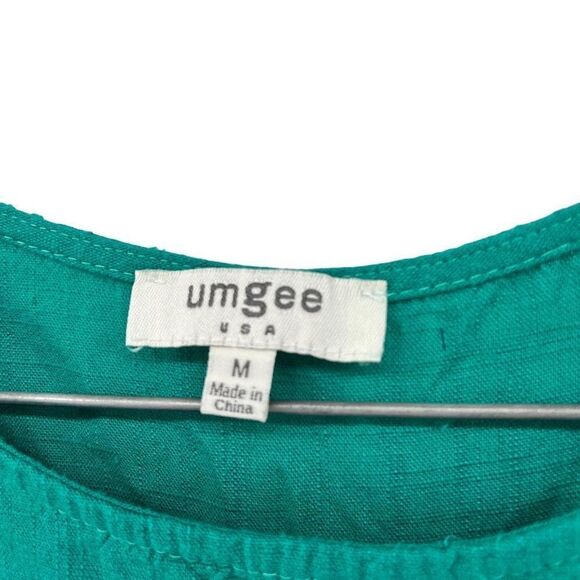 Umgee USA Frayed Hem Pocket Tunic Top Short Sleeve Green Medium - Picture 3 of 9